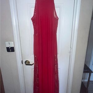 Night Way Collections Red Lace Maxi Dress